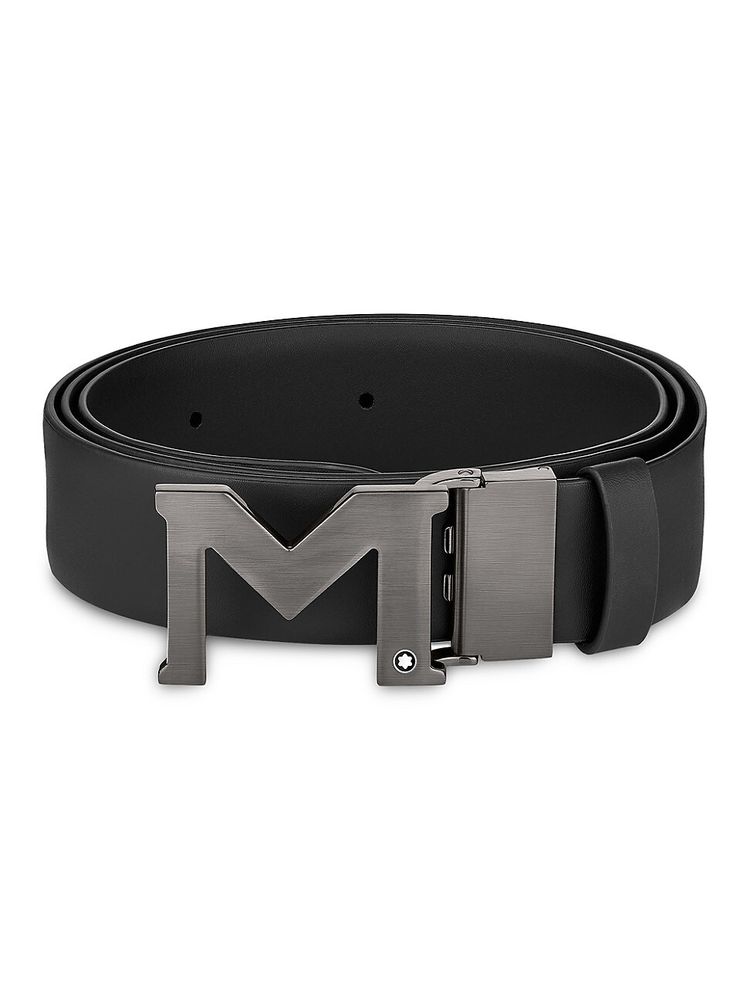 Montblanc Men's Plate Buckle Leather Belt