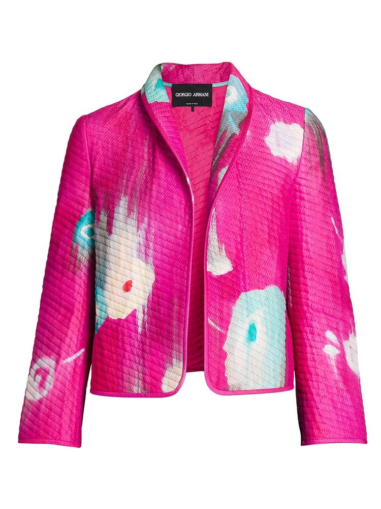 Taalkunde Nationaal De andere dag Giorgio Armani Women's Floral Print Quilt Silk Jacket - Pink | The Summit