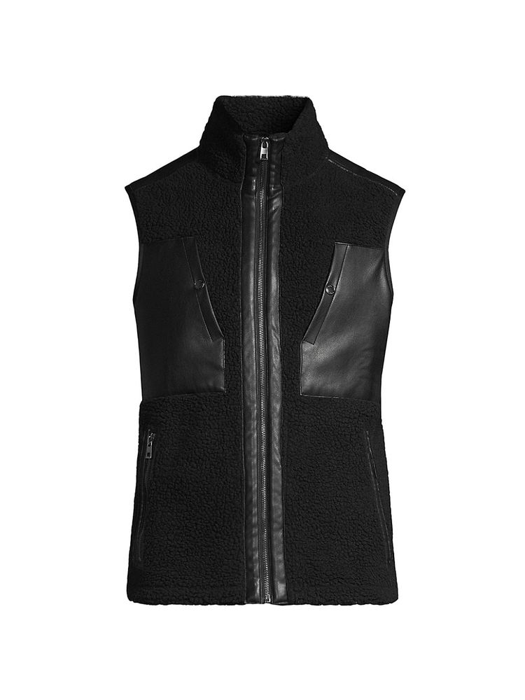 Michael Kors Men's Sherpa Mixed Media Vest - Black | The Summit