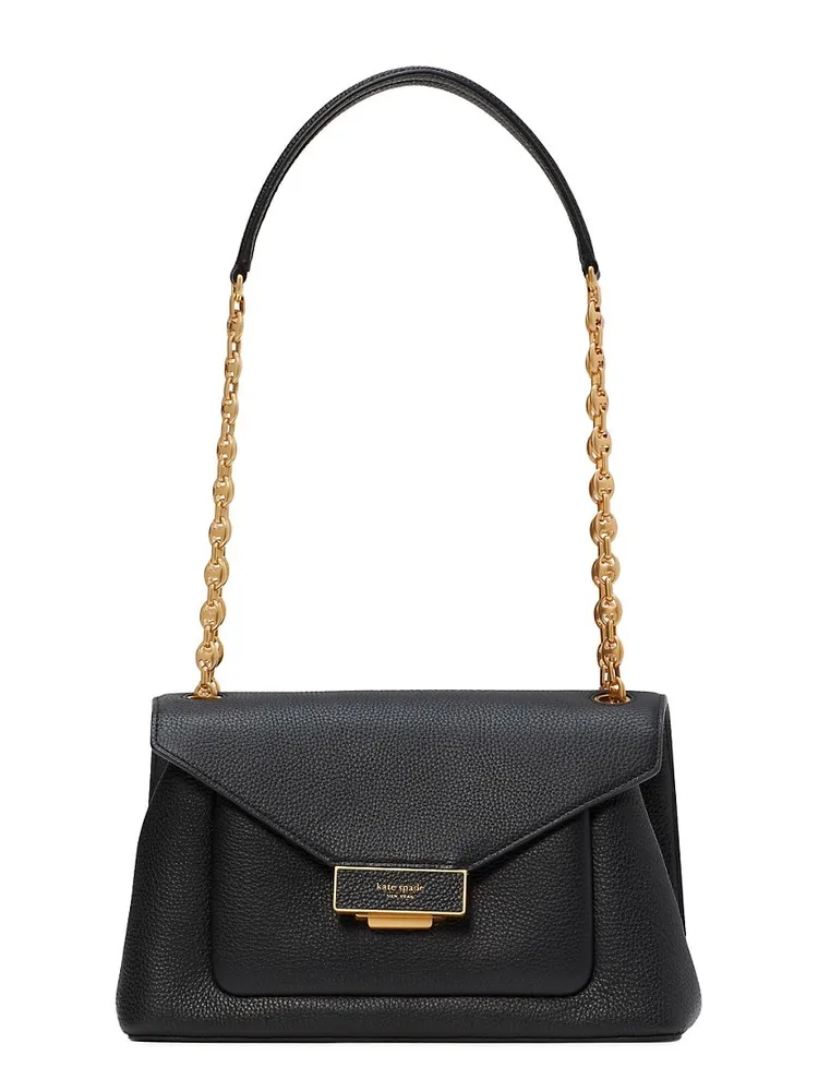 Kate Spade - Black Pebbled Leather Gold Chain Shoulder Bag