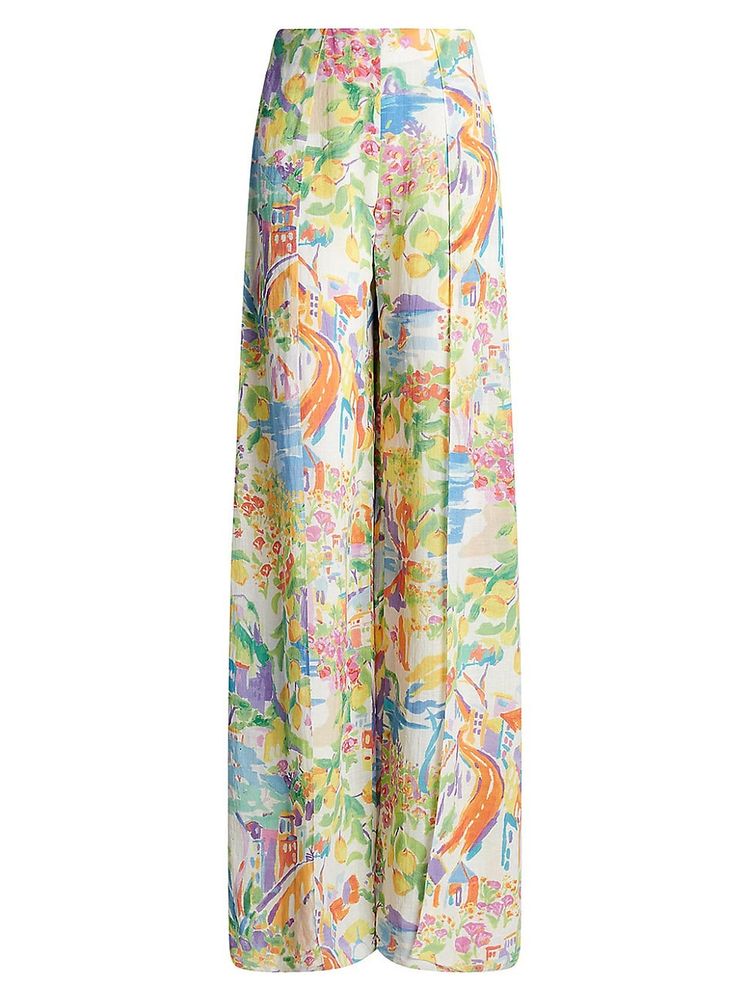 Ralph Lauren Collection Women's Saunders Printed Wide-Leg Pants - Yellow  Blue Multi | The Summit