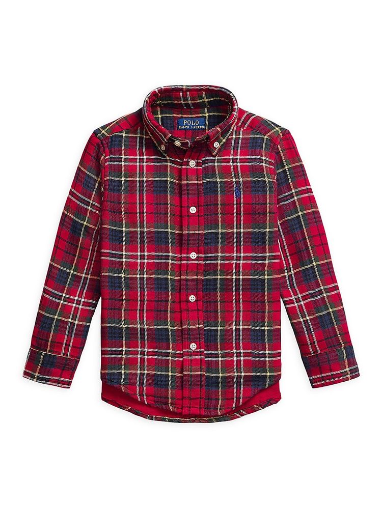 red plaid polo shirt