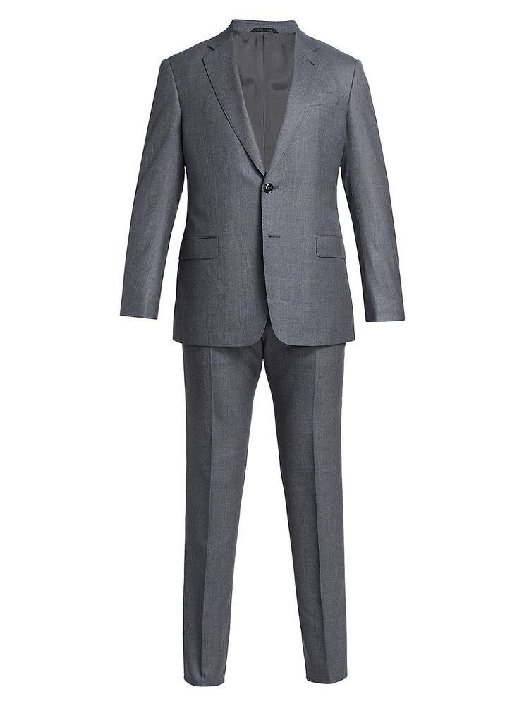 Giorgio Armani Men's Textured Box Plaid Wool Suit - Blue Tan | The Summit