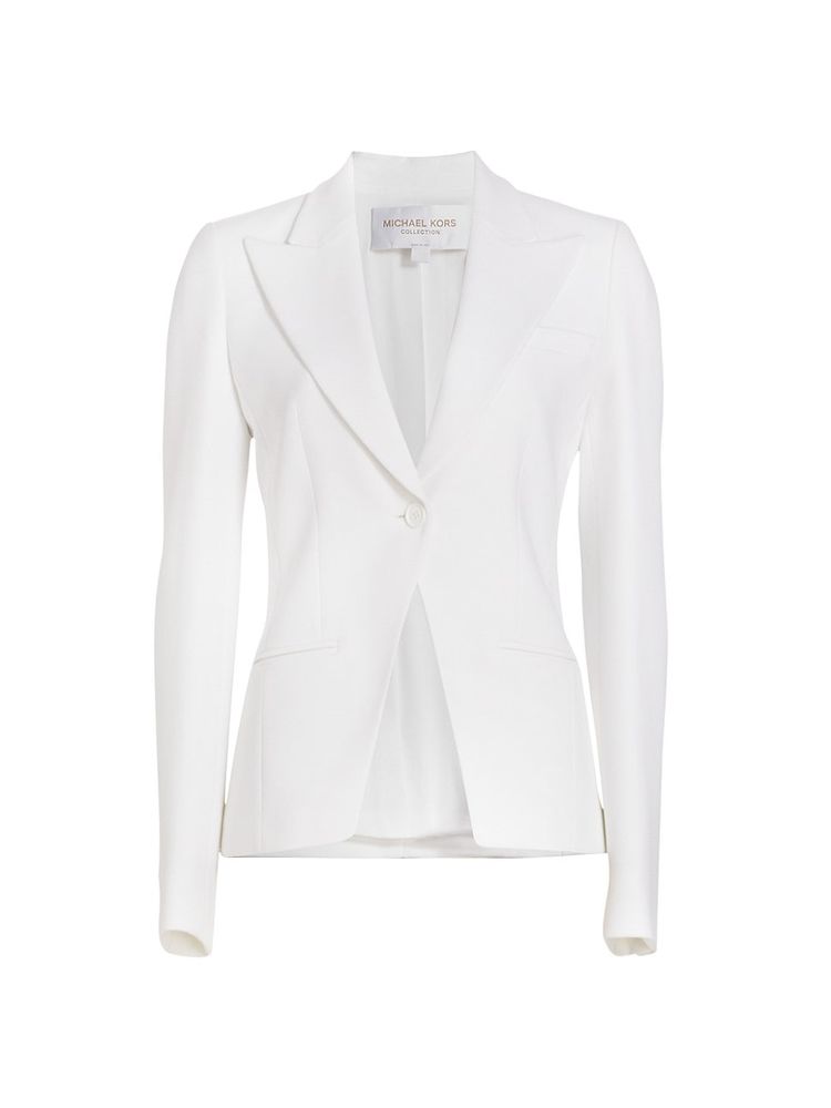 Michael Collection Women's Single-Button Crepe Blazer - Optic White | The Summit