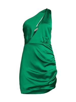 Women's Madison One-Shoulder Satin Minidress - Jewel Green