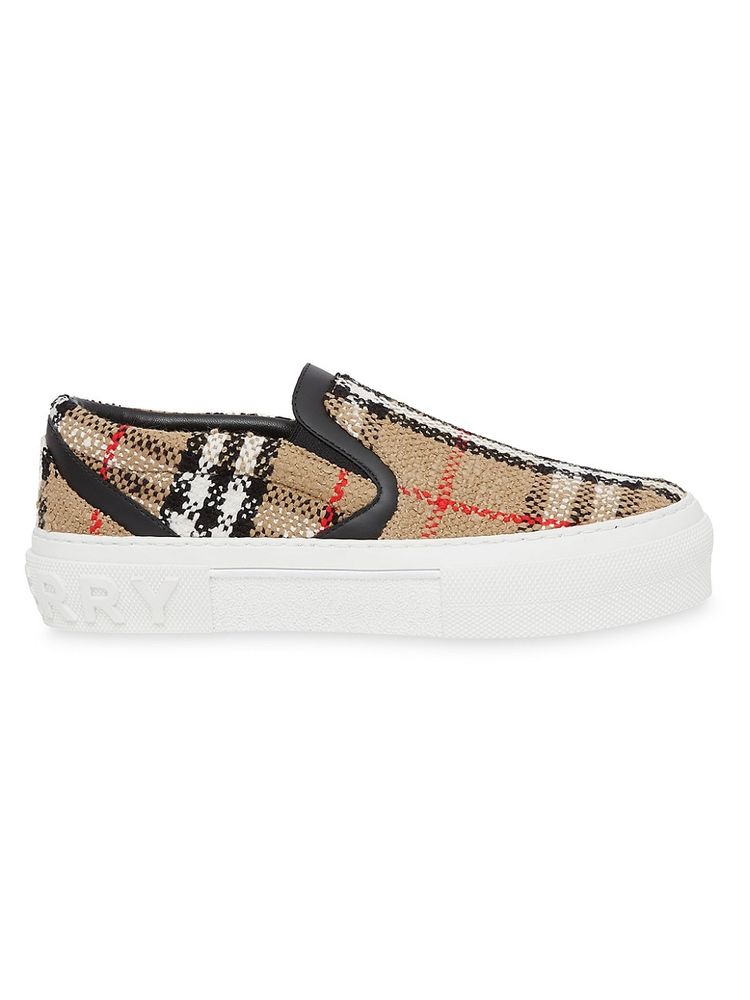 Burberry Women's Boucle Check Slip-On Sneakers - Archive Beige | The Summit