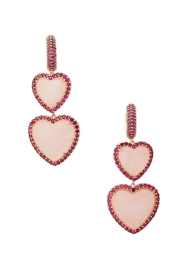 Kate spade new york Women's Heart Of Hearts Rose Quartz & Cubic Zirconia  Drop Earrings - Pink | The Summit