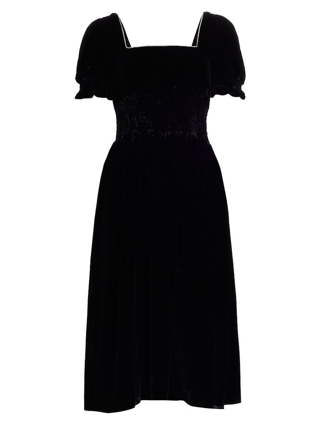 RHODE Women's Arabella Velvet Midi Dress - Black | The Summit