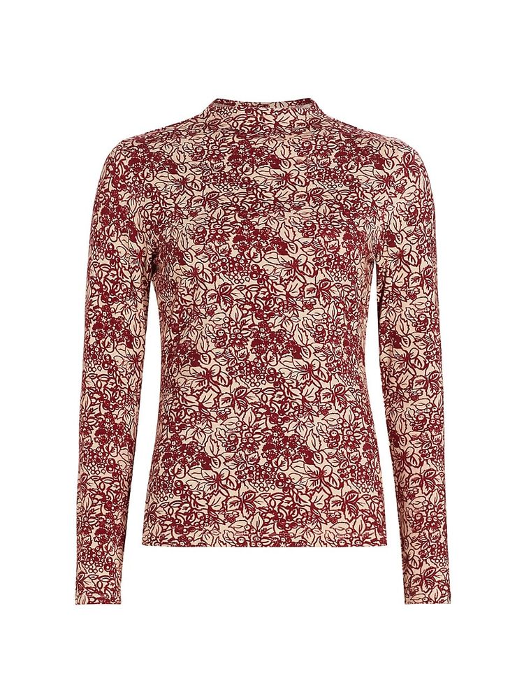 printed mock turtlenecks
