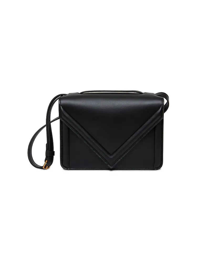 Mansur Gavriel Black Leather Mini Flap Crossbody Bag