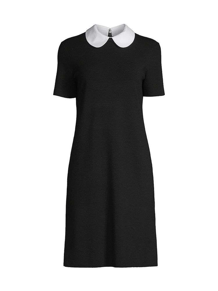 Tory Burch Women's Contrast Collar Wool Dress - Black | The Summit