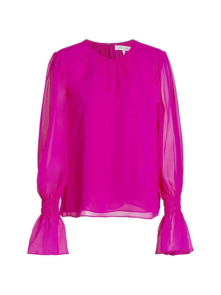 Frame Women's Silk Shirred-Cuff Blouse | The Summit