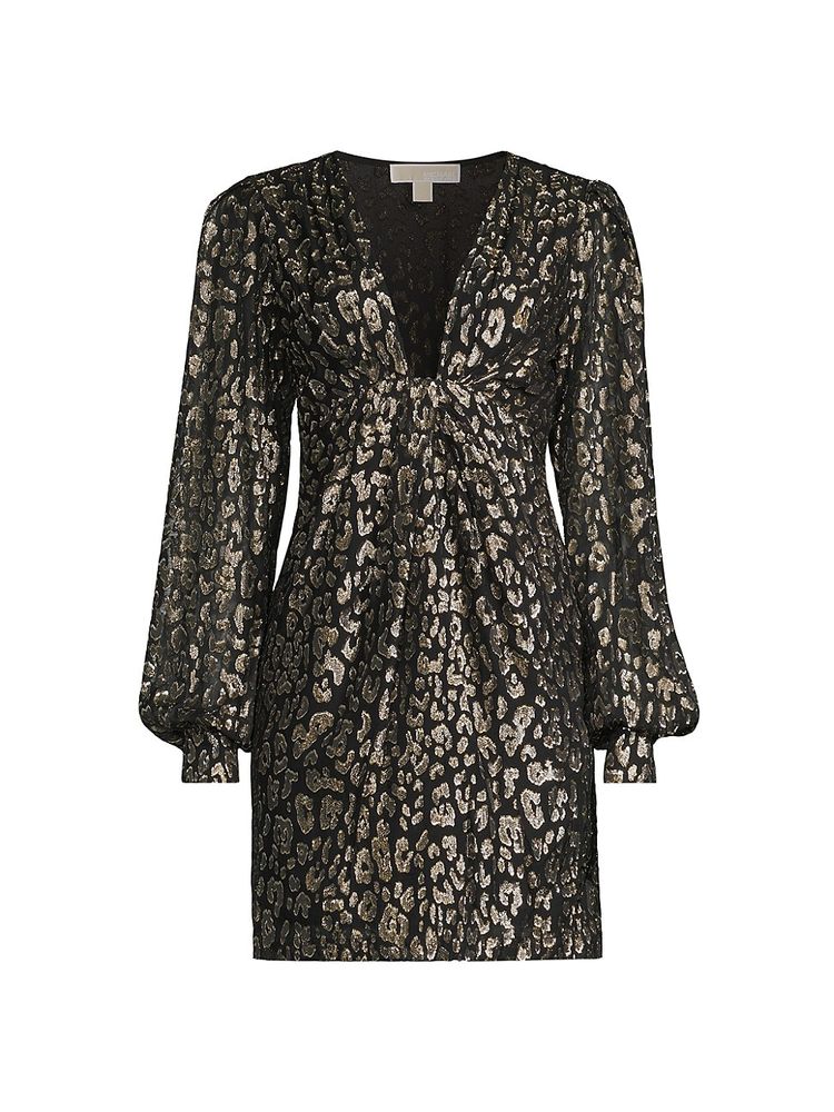 MICHAEL Michael Kors Women's Metallic Cheetah Jacquard Dress - Black Gold |  The Summit