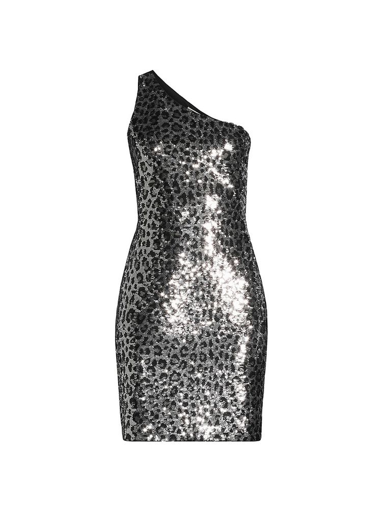 MICHAEL Michael Kors Women's Asymmetric Cheetah Sequin Dress - Silver | The  Summit