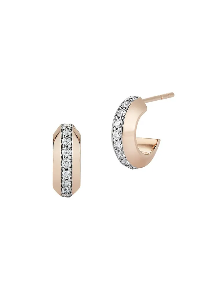 B.Zero1 18K Rose Gold & Diamond Huggie Hoop Earrings