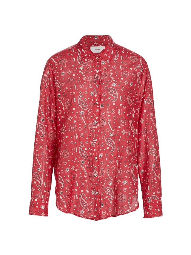 Doe mijn best Kust Beeldhouwer Xirena Women's Beau Paisley Cotton & Silk Button-Front Shirt - Red Bandana  | The Summit