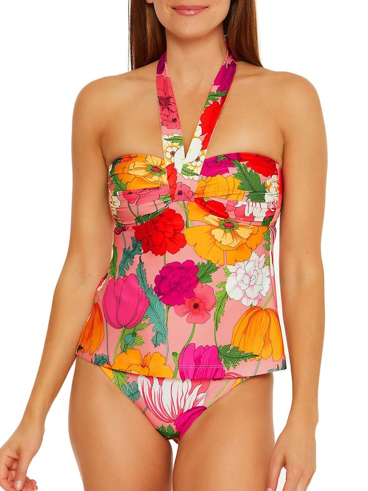 Trina Turk Women's Sunny Bloom Ruched Tankini Top | The Summit