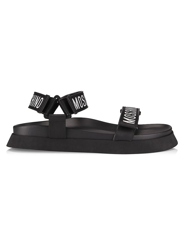 Moschino Men's Leather Strap Sandals - Black | The Summit