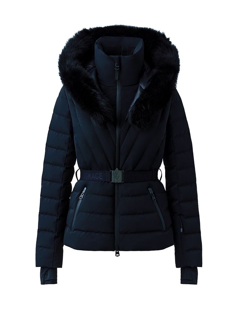 Mackage Women's Elita Belted Down Ski Jacket With Shearling Hood | The  Summit