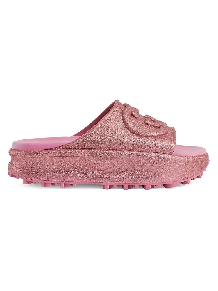 Gucci Women's Miami Glitter Platform Pool Slides - Rose Sandals | The Summit