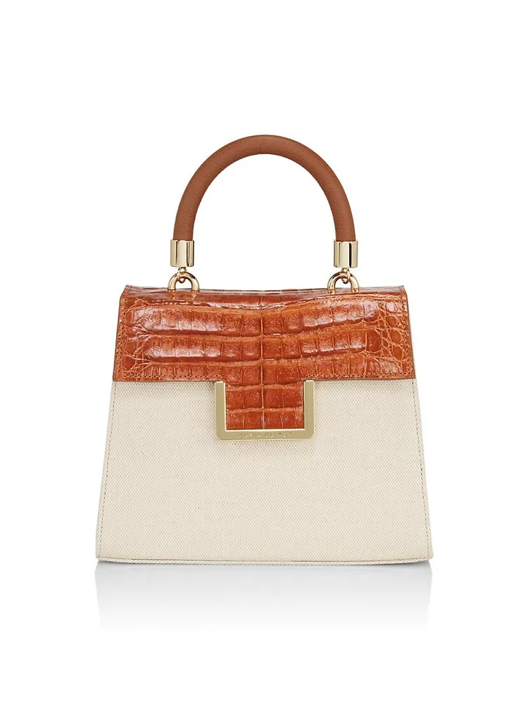 june box bag in crocodile-embossed leather