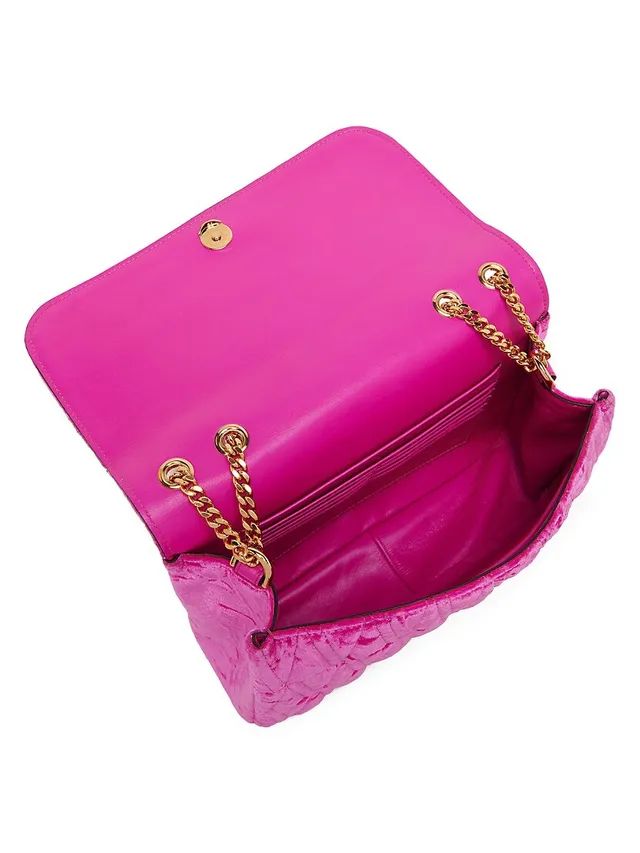 Versace Woman Fuchsia Velvet Virtus Shoulder Bag 