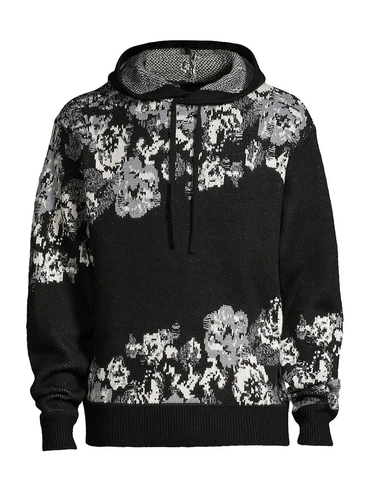 Floral Glitch Hyper Reality Knit Hoodie