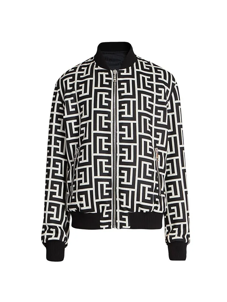 BALMAIN: velvet bomber jacket with monogram - Dark