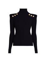 Balmain Women's Button-Embellished Turtleneck Sweater - Noir | The Summit