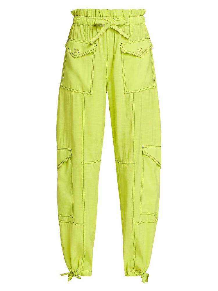 GANNI Women's Slub High-Waisted Cargo Pants - Sulphur Spring | The Summit