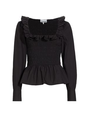 Women's Square-Neck Smocked Blouse