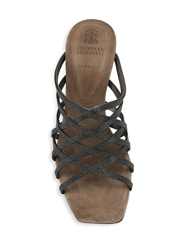 Brunello Cucinelli Women's Monili Suede Wedge Sandals