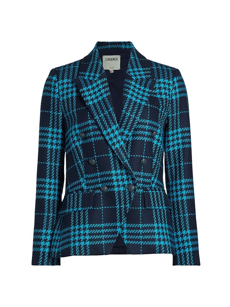 L'AGENCE Women's Kenzie Double-Breasted Plaid Blazer - Midnight Multi | The  Summit