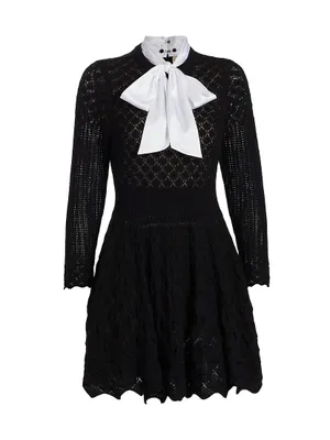 Gin Pointelle Lace Mini Dress