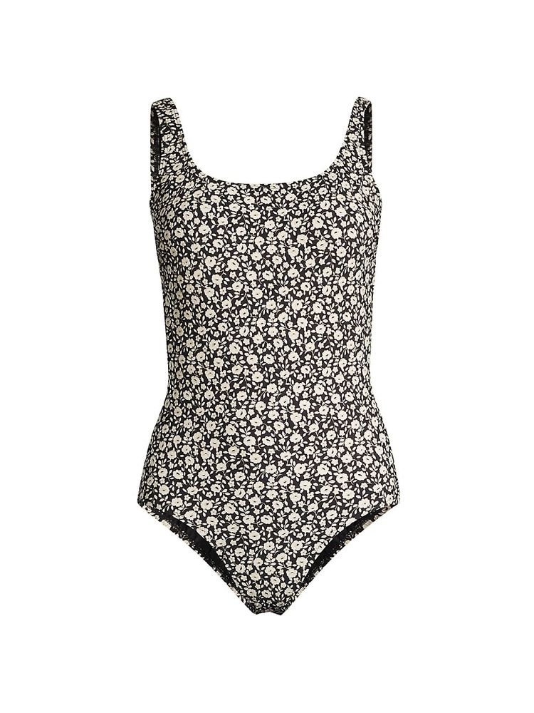 Tory Burch Women's Floral Scoopback One-Piece Swimsuit - Black | The Summit
