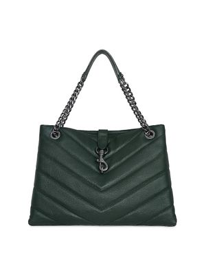 Women's Maxi Edie Quilted Leather Tote - Bottle Green