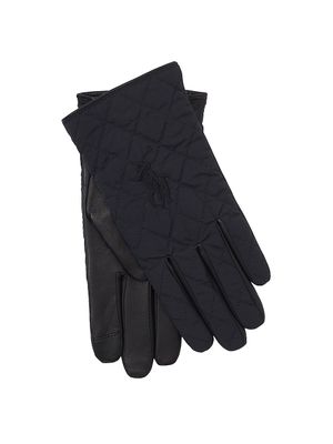 Women's Cashmere-Lined Quilted Gloves - Black