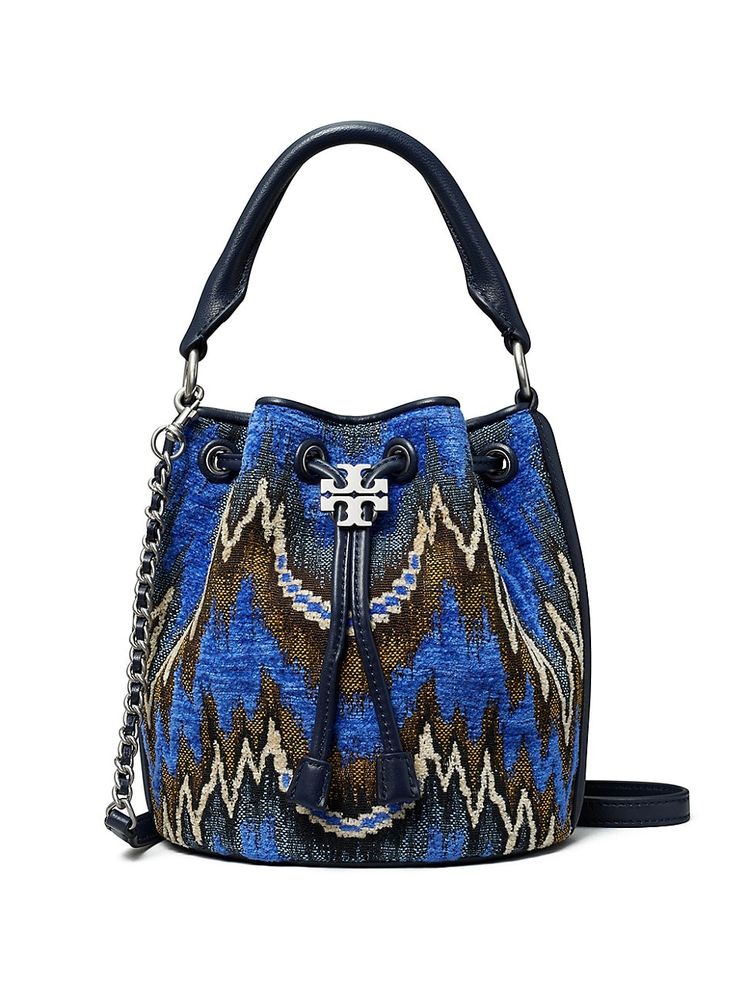 Tory Burch Women's Fleming Soft Flame Stitch Bucket Bag - Blue Dahlia | The  Summit