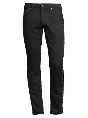 Men's Eyelet Cotton Jeans - Black