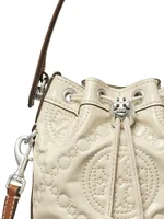 T Monogram Mini Embroidered Patent Leather Bucket Bag