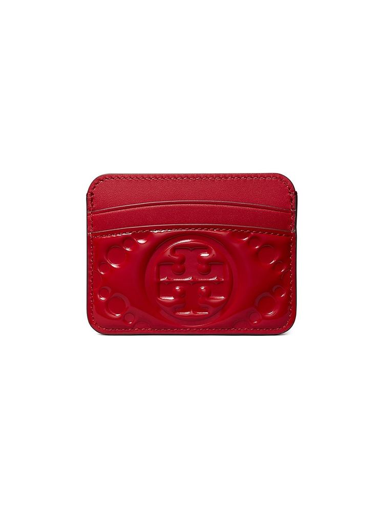 Tory Burch Women's T Monogram Embossed Patent Leather Cardholder - Tory Red  | The Summit
