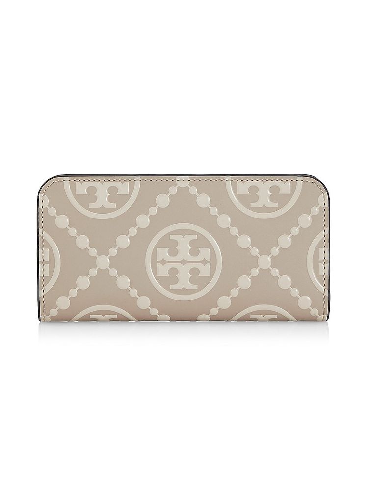 Tory Burch Women's Embossed Monogram Leather Wallet - New Cream | The Summit