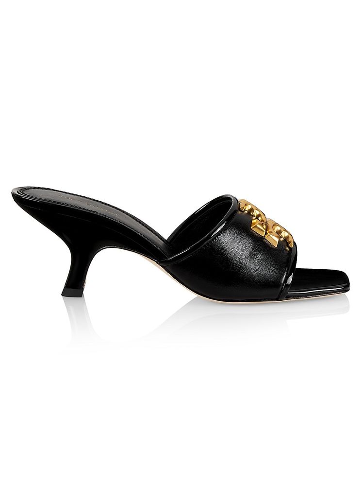 Tory Burch Women's Eleanor Leather Mule Sandals - Perfect Black | The Summit