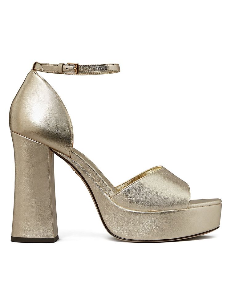 Tory Burch Women's Metallic Leather Ankle-Strap Platform Sandals - Spark  Gold | The Summit