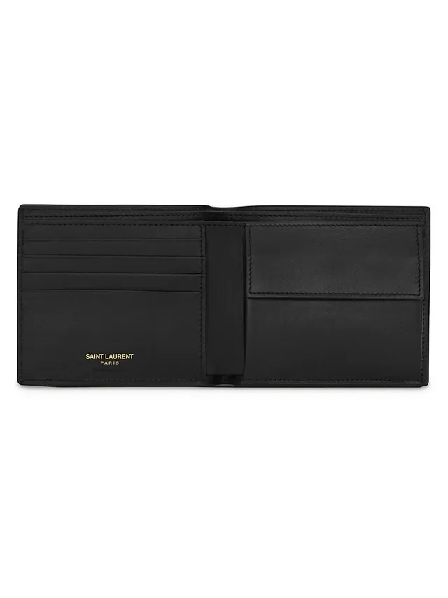 Saint Laurent East/West Wallet in Grain de Poudre Embossed Leather