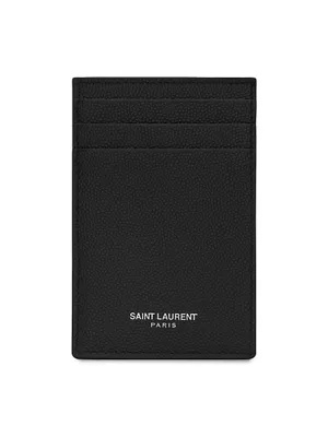 Saint Laurent Bill Clip Wallet in Grain de Poudre-Embossed Leather - Grey - Men