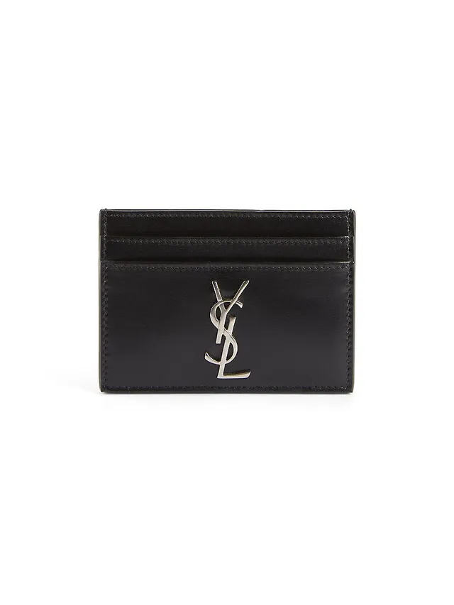 Saint Laurent Monogram Fragments Flap Card Case In Quilted Grain De Poudre  Embossed Leather