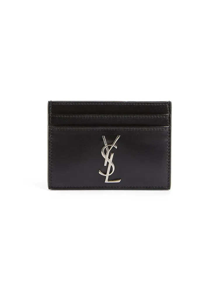 Cassandre YSL Fragments Lizard-Embossed Leather Zip Card Holder