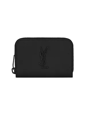 Saint Laurent Cassandre YSL Fragments Lizard-Embossed Leather Zip Card  Holder