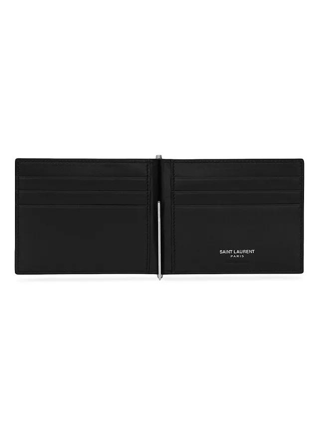 LE MONOGRAMME Bill clip wallet in CASSANDRE CANVAS AND SMOOTH LEATHER, Saint Laurent